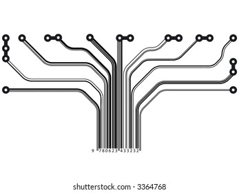 Barcode Microchip Tree - Concept - Standard business Idea - Vector