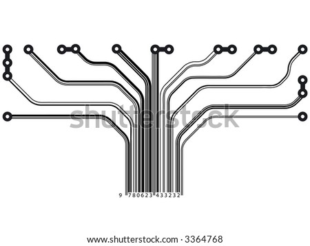 Barcode Microchip Tree - Concept - Standard business Idea - Vector