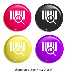 Barcode multi color glossy badge icon set. Realistic shiny badge icon or logo mockup