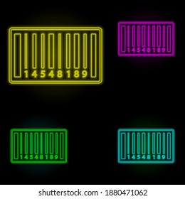 Icono de conjunto de colores de neón de código de barras. Línea delgada simple, vector de contorno de iconos logísticos globales para ui y ux, sitio web o aplicación móvil