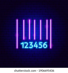 Barcode Neon Sign. Vector Illustration of Shopping Promotion.