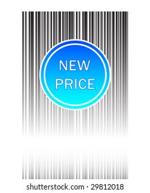 barcode with new price on white background