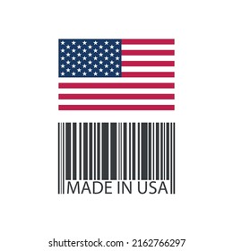 Barcode with numbers made in USA - Vector illustration