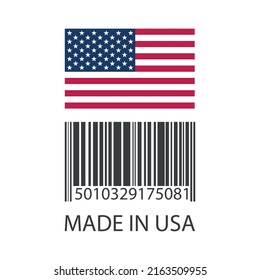 Barcode with numbers made in USA - Vector illustration