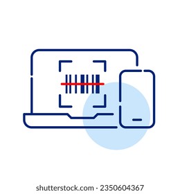 Barcode on laptop and smartphone. Cross-device links. Pixel perfect icon