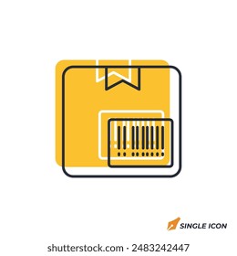 Barcode on Package icon vector illustration. Barcode on Package symbol isolated on white background