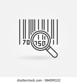 Barcode outline icon. Vector magnifying glass with barcode sign. Parcel tracking concept symbol in thin line style