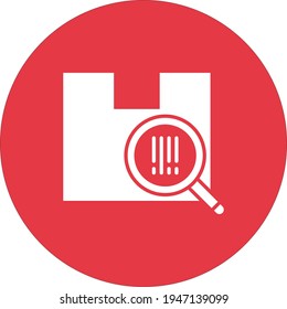 Código de barras, paquete, búsqueda, imagen vectorial de icono de pista. También se puede usar para entregas y logística. Idóneo para aplicaciones web, aplicaciones móviles y medios impresos.
