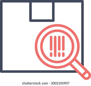 Código de barras, paquete, búsqueda, imagen vectorial de icono de pista. También se puede usar para entregas y logística. Idóneo para aplicaciones web, aplicaciones móviles y medios impresos.