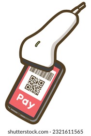 Barcode Payment. Cashless payment. Barcode scanner for payment. Vector illustration.