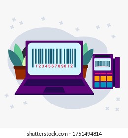 barcode payment concept vector illustration in flat style