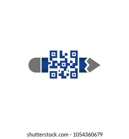 Barcode Pencil Logo Icon Design
