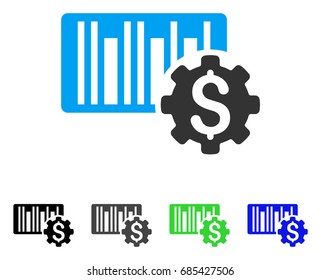 Barcode Price Setup Gear flat vector icon. Colored barcode price setup gear gray, black, blue, green pictogram variants. Flat icon style for graphic design.