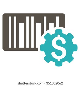 Barcode Price Setup vector icon. Style is bicolor flat symbol, grey and cyan colors, rounded angles, white background.