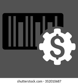 Barcode Price Setup vector icon. Style is bicolor flat symbol, black and white colors, rounded angles, gray background.
