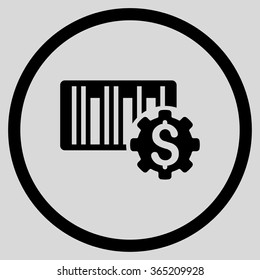 Barcode Price Setup vector icon. Style is flat circled symbol, black color, rounded angles, light gray background.