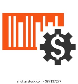 Barcode Price Setup vector icon. Style is bicolor flat symbol, orange and gray colors, white background.