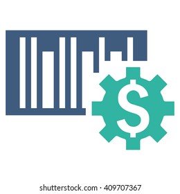 Barcode Price Setup vector icon. Style is bicolor flat symbol, cobalt and cyan colors, white background.