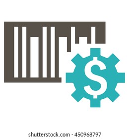 Barcode Price Setup vector icon. Style is bicolor flat symbol, grey and cyan colors, white background.