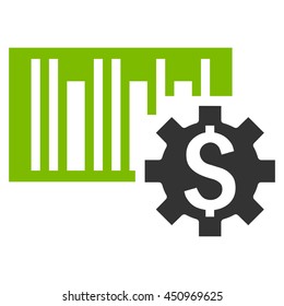 Barcode Price Setup vector icon. Style is bicolor flat symbol, eco green and gray colors, white background.