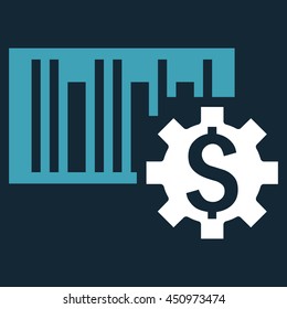 Barcode Price Setup vector icon. Style is bicolor flat symbol, blue and white colors, dark blue background.