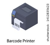 
Barcode printer icon, isometric vector 
