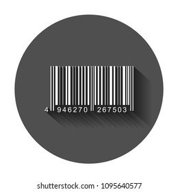 Barcode product distribution icon. Vector illustration with long shadow. Business concept barcode pictogram.