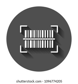 Barcode product distribution icon. Vector illustration with long shadow. Business concept barcode pictogram.