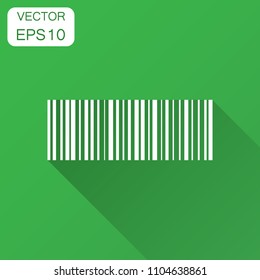 Barcode product distribution icon. Vector illustration with long shadow. Business concept barcode pictogram.