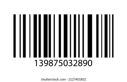 Código de barras. Código de barras del producto en el supermercado. Ejemplo de código de barras para escanear en tienda. Símbolo de precio, flete, compra e identificación. Icono de datos para escáner y venta. Vector aislado de pegatinas.