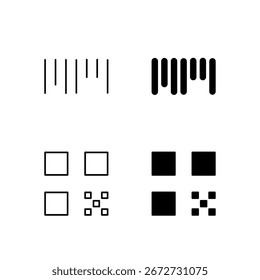 Coleção de Ícones de Código de Barras e Código QR em Estilo de Linha e Sólido