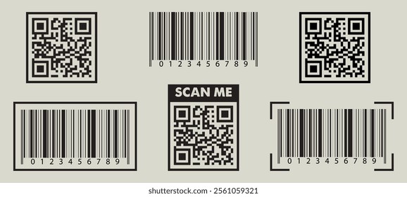 Barcode QR code icon scanner binary icons set busiess digital price tag sell scaning shop web design sticker market black flat design