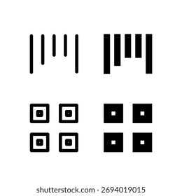Barcode and QR Code Line and Solid Icon Set for Modern App and UI Design