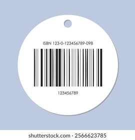 Barcode or qr code. Round label with code for scanning. Cashless payments. Graphic element for site. Digital money transfer. Flat vector illustration isolated on violet background