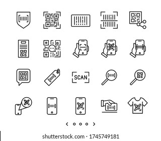 Barcode Qr Code Scan Line Icons Stock Vector (Royalty Free) 1745749181 ...