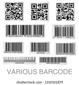 Barcode And Qr Code Sticker Collection. Vector Illustration