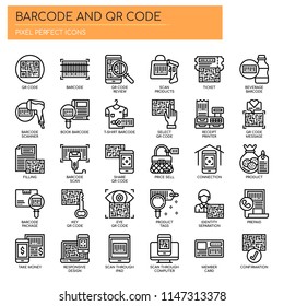 Barcode and QR Code , Thin Line and Pixel Perfect Icons