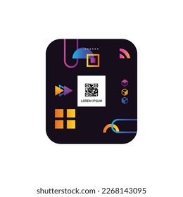 Barcode qr label with abstract design