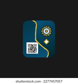 Etiqueta de código de barras qr y concepto de etiqueta de tela industrial islámica