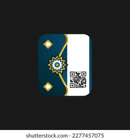 Strichcode qr-Kennzeichnung und Etikette islamischer Geschäftskleidung, Vektorgrafik