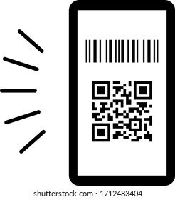 Bar-code and a qr-code on a screen of  a mobilephone