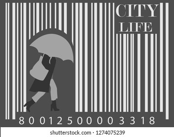 Barcode rainy season vector illustration for t-shirt, slogan design print graphics style