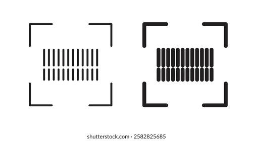 Barcode read filled and outlined icons vectors on white background