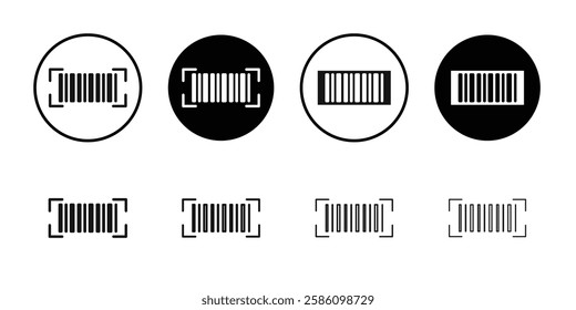 Barcode read icon Black line art vector logo set