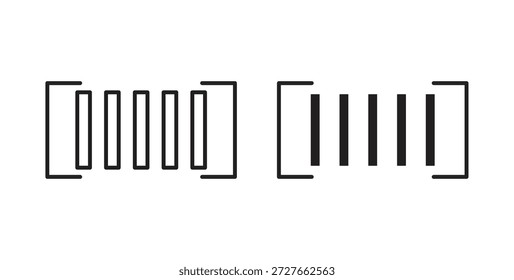 Barcode read icon with line and silhouette versions.