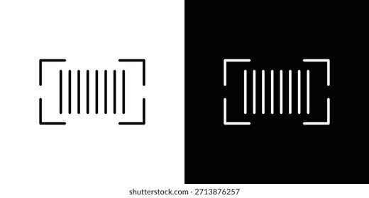 Pictograma de contorno de icono de lectura de código de barras aislado en blanco. Vector Forma de icono.