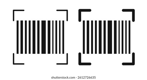 Barcode read icons in black fill and line style