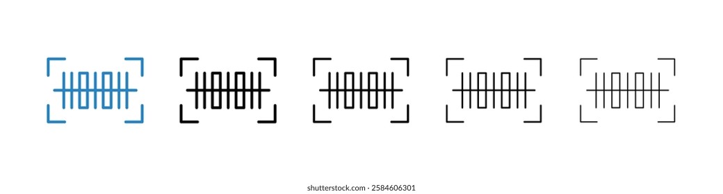 Barcode read icons in five different stroke sizes