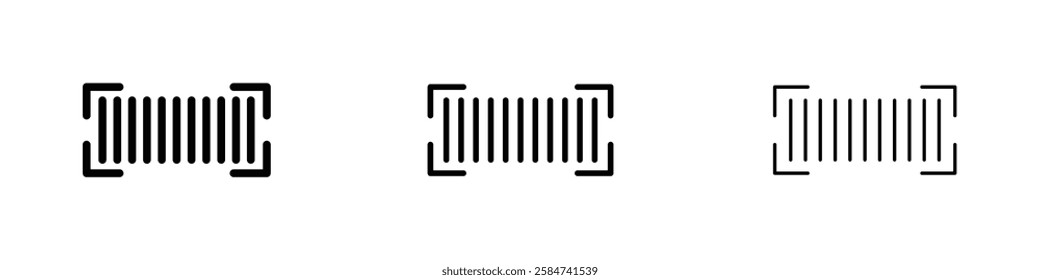 Barcode read icons in three different stroke lines