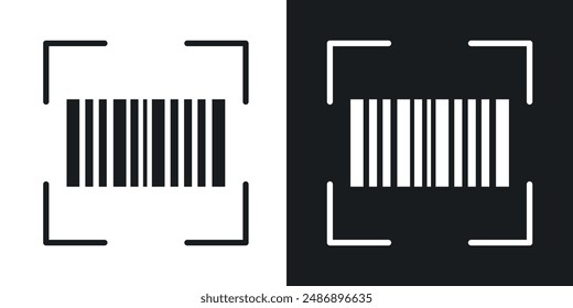 Barcode read vector icon set in solid black and white color